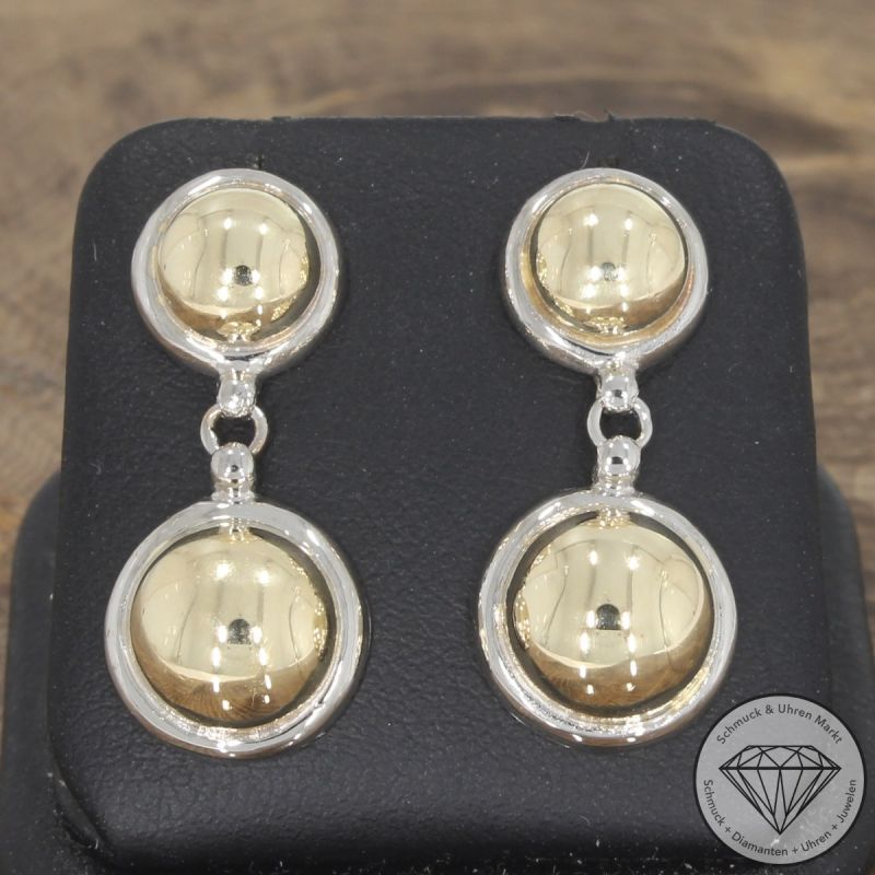 Wert 990 € Bicolor Ohrringe in 585er 14 K Weißgold & Gelbgold - 102281