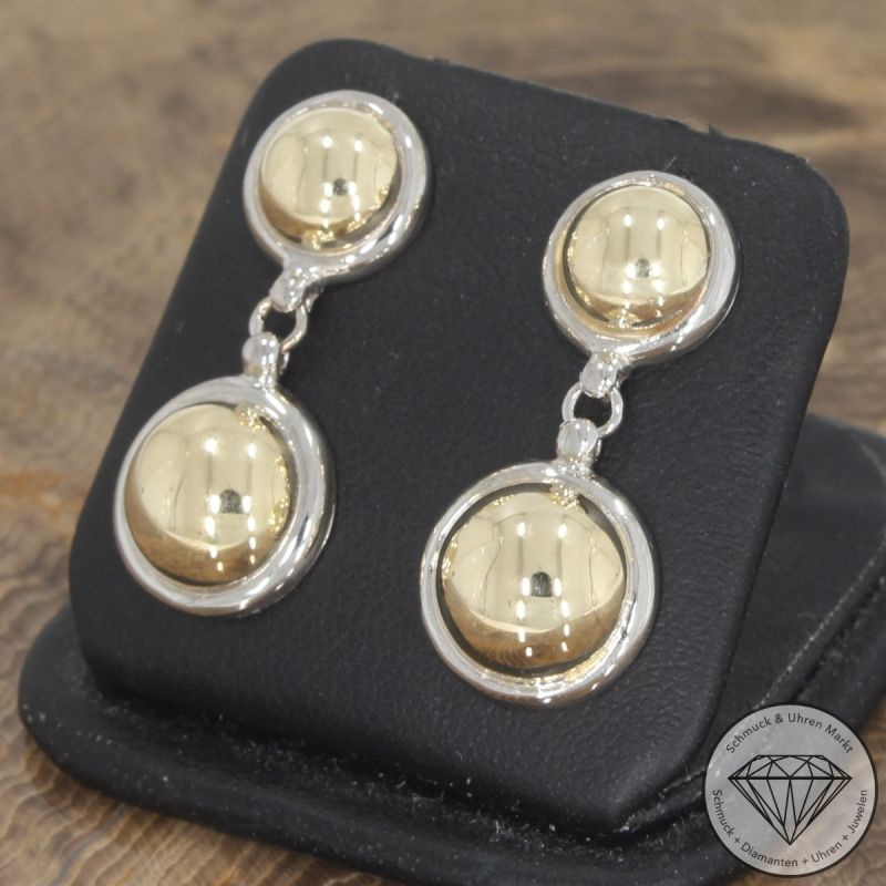 Wert 990 € Bicolor Ohrringe in 585er 14 K Weißgold & Gelbgold - 102281
