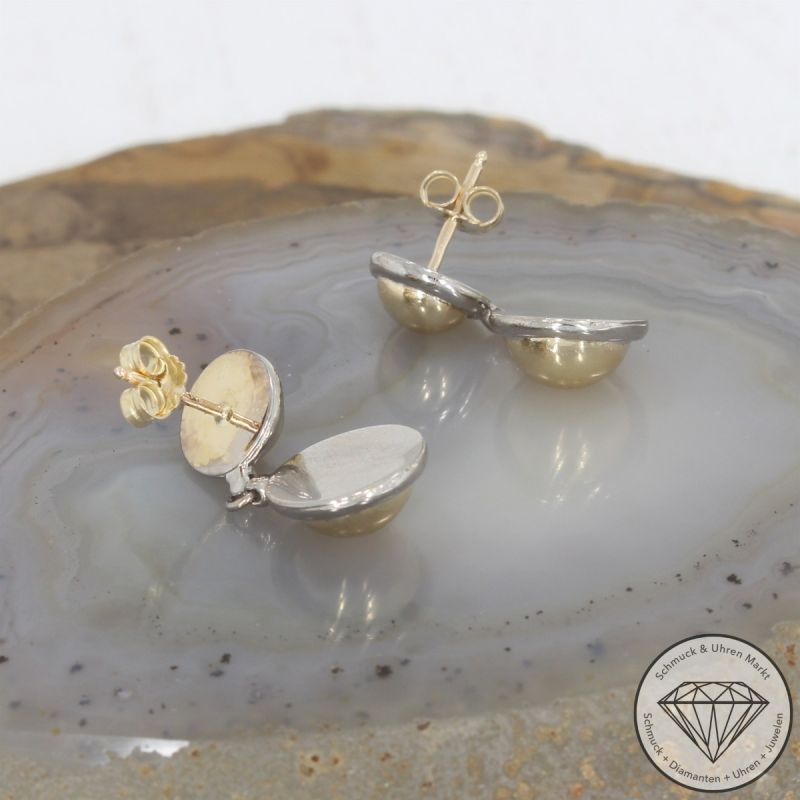 Wert 990 € Bicolor Ohrringe in 585er 14 K Weißgold & Gelbgold - 102281
