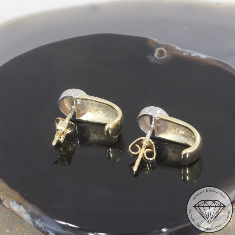 Wert 2390 € Solitär Brillant Ohrringe 585er/14 Karat Gelb und Weiß Gold Länge 1,7 cm – 102282