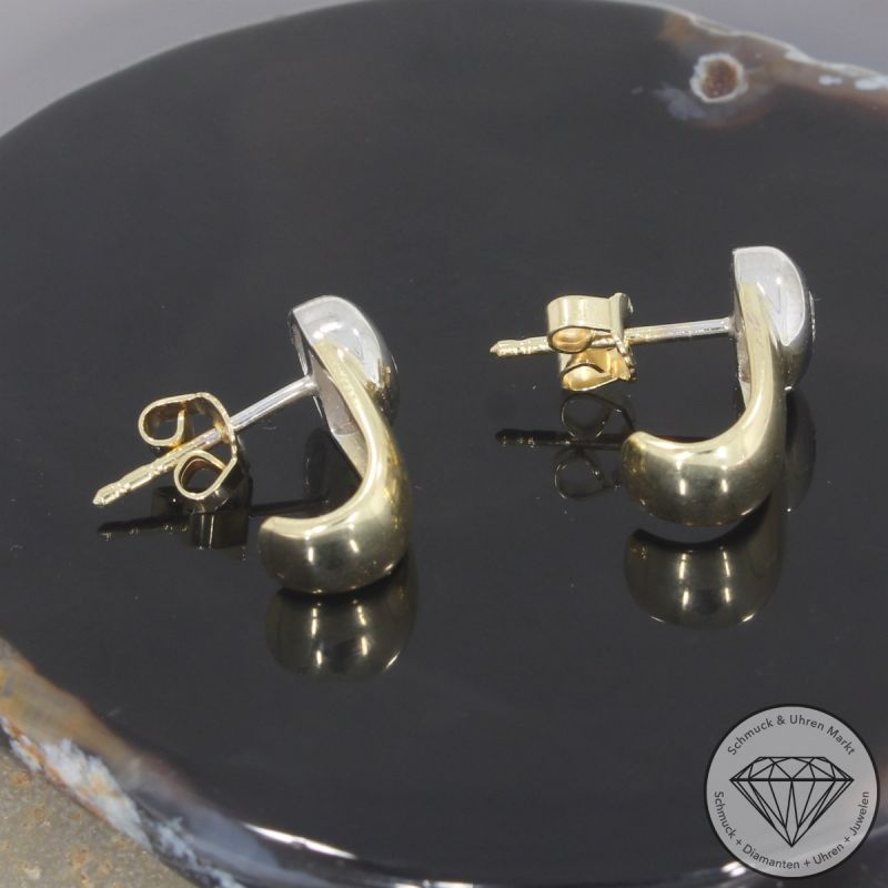 Wert 2390 € Solitär Brillant Ohrringe 585er/14 Karat Gelb und Weiß Gold Länge 1,7 cm – 102282