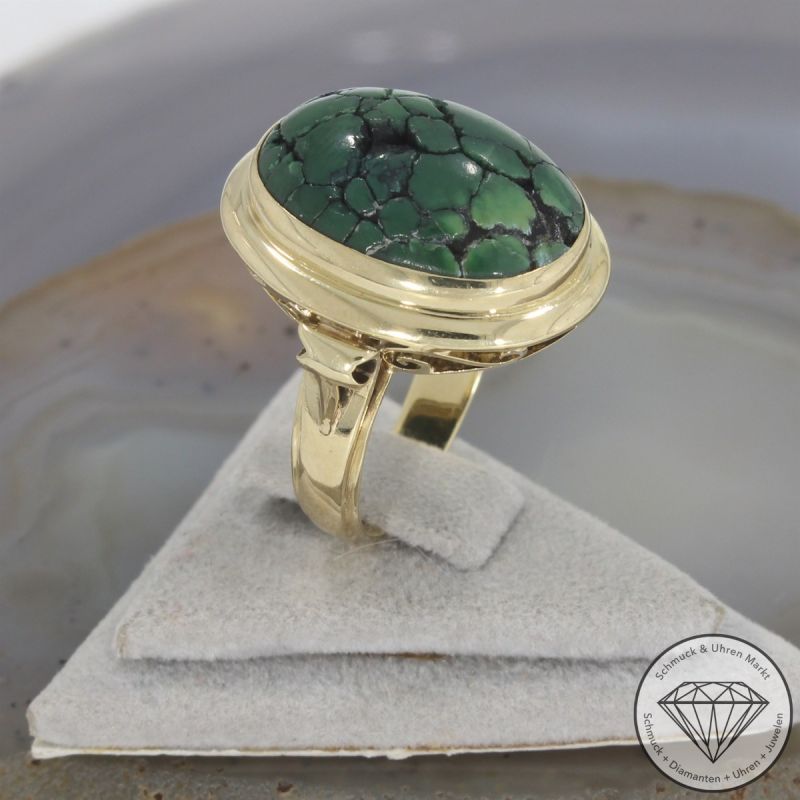 Wert 1230 € Türkis Ring in 585er 14 K Gelbgold - 102327