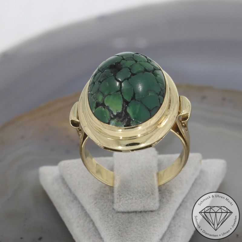 Wert 1230 € Türkis Ring in 585er 14 K Gelbgold - 102327