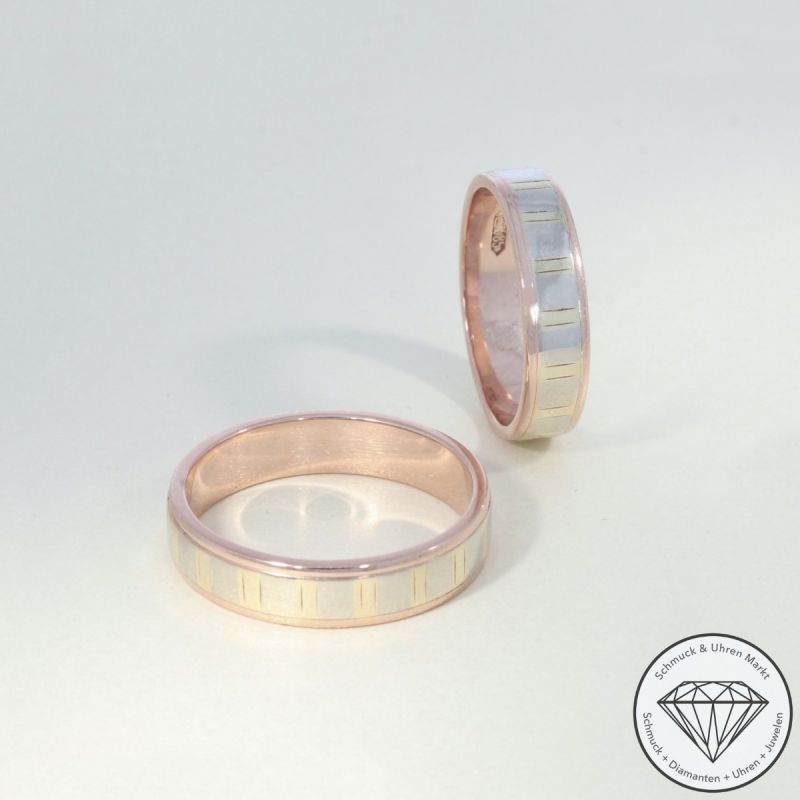 Wert 2300 € Tricolor Trauringe in 585er 14 K Gold - 102326