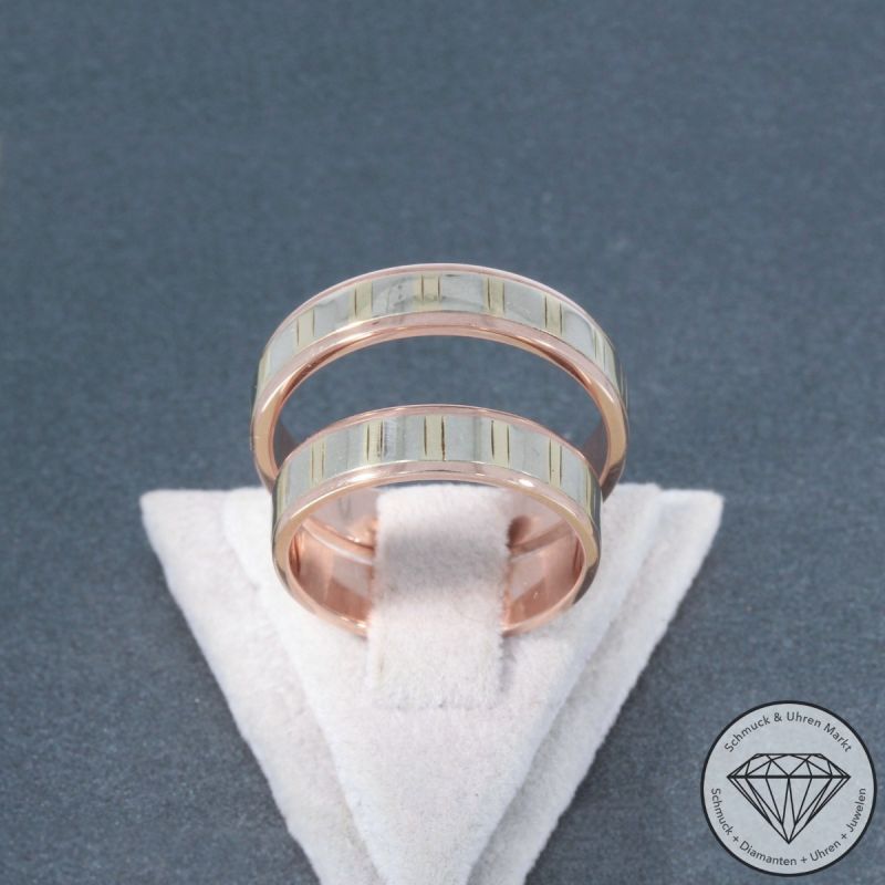 Wert 2300 € Tricolor Trauringe in 585er 14 K Gold - 102326