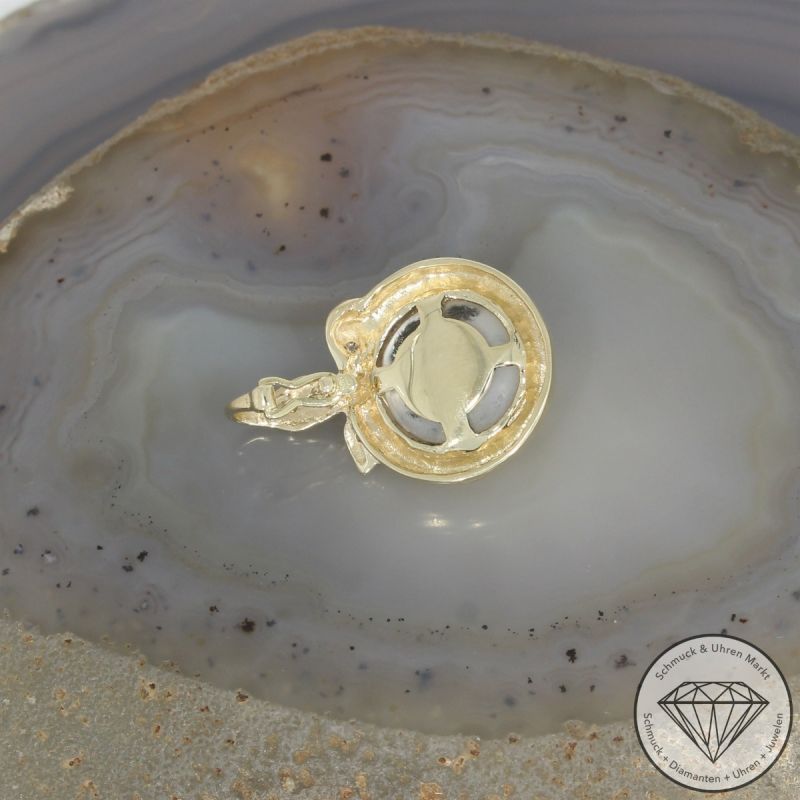 Wert 1490 € Bicolor Brillant Perl Anhänger in 585er 14 K Gold - 102455