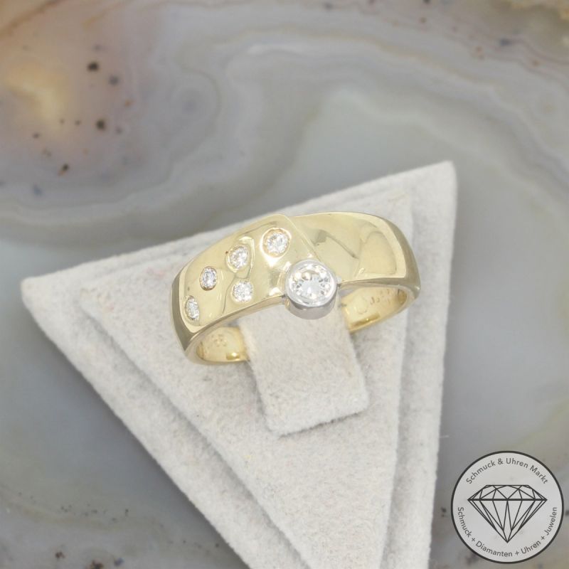 Wert 1490 € Brillant Ring (ca. 0,18 carat) in 585er 14 K Gelbgold - 102456