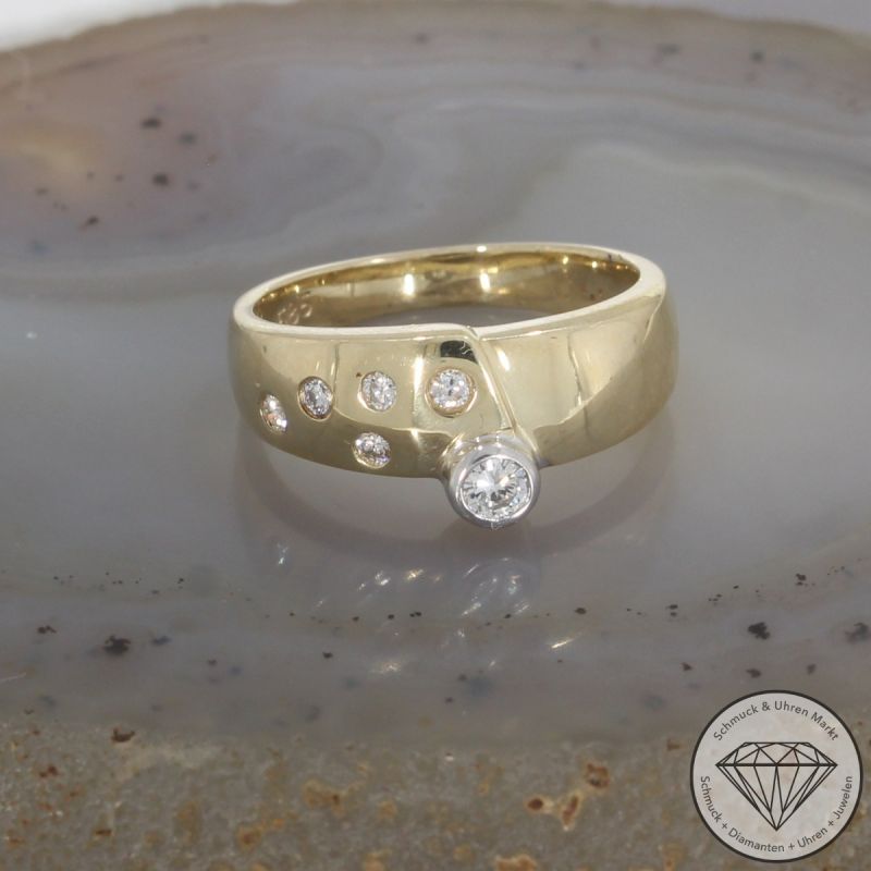 Wert 1490 € Brillant Ring (ca. 0,18 carat) in 585er 14 K Gelbgold - 102456