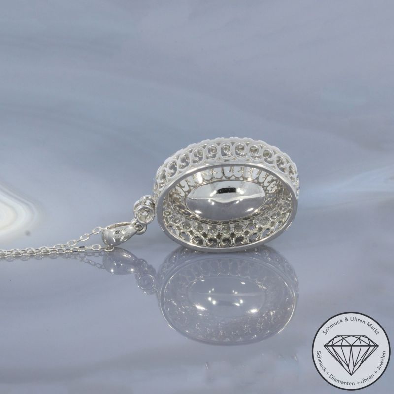 Wert 6390 € Diamant Aquamarin Anhänger & Kette in 750er 18 K Weißgold - 102476