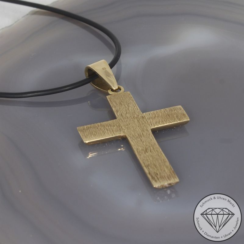 Wert 11900 € Brillant Anhänger Kreuz (ca. 3,20 carat) in 585er 14 K Gelbgold - 102544