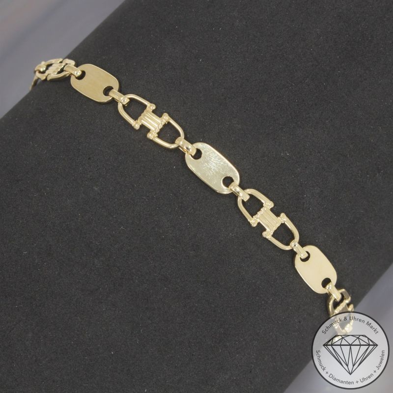 Wert 2100 € Steigbügel Plättchen Armband (10,0Gramm) in 585er 14 K Gelbgold - 102557