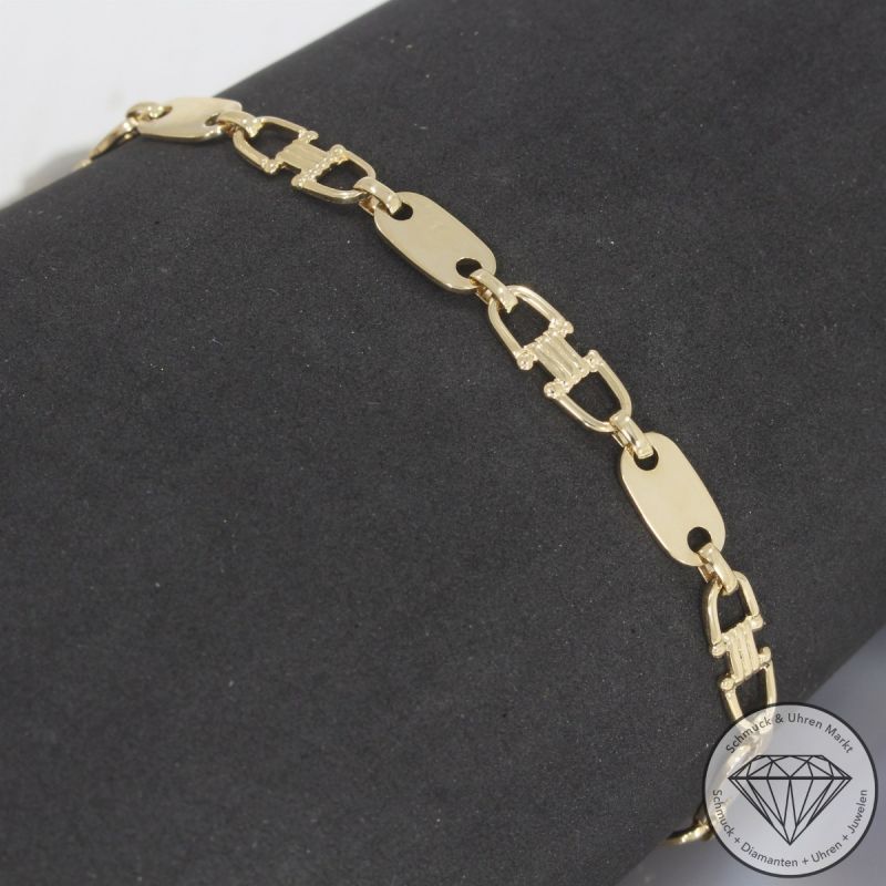 Wert 2100 € Steigbügel Plättchen Armband (10,0Gramm) in 585er 14 K Gelbgold - 102557