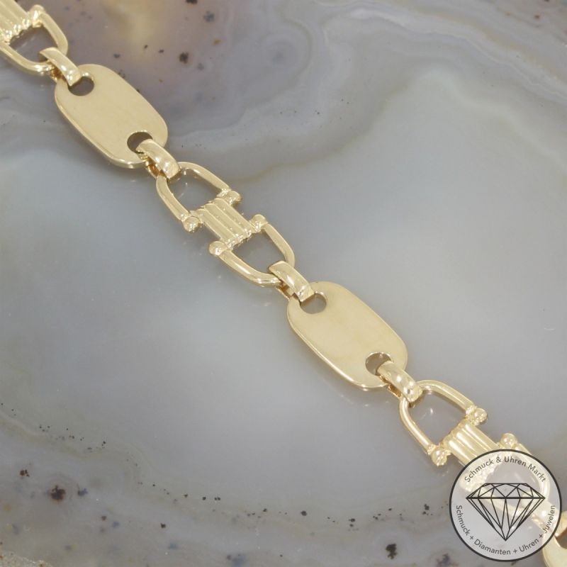 Wert 2100 € Steigbügel Plättchen Armband (10,0Gramm) in 585er 14 K Gelbgold - 102557