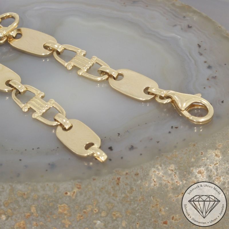 Wert 2100 € Steigbügel Plättchen Armband (10,0Gramm) in 585er 14 K Gelbgold - 102557