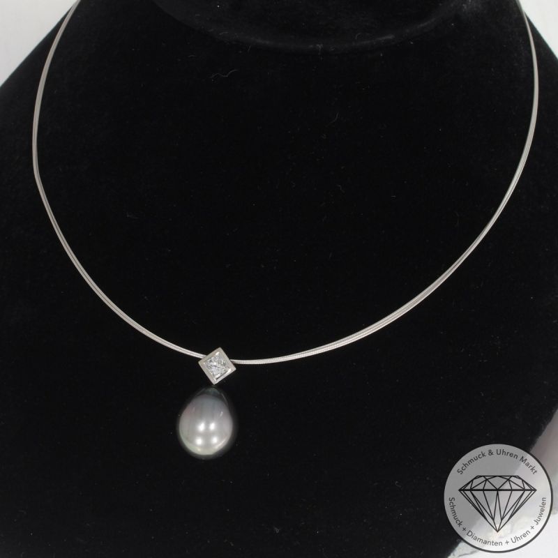 Wert 4350 € Diamant Perl Collier in 750er 18 K Weißgold - 102600