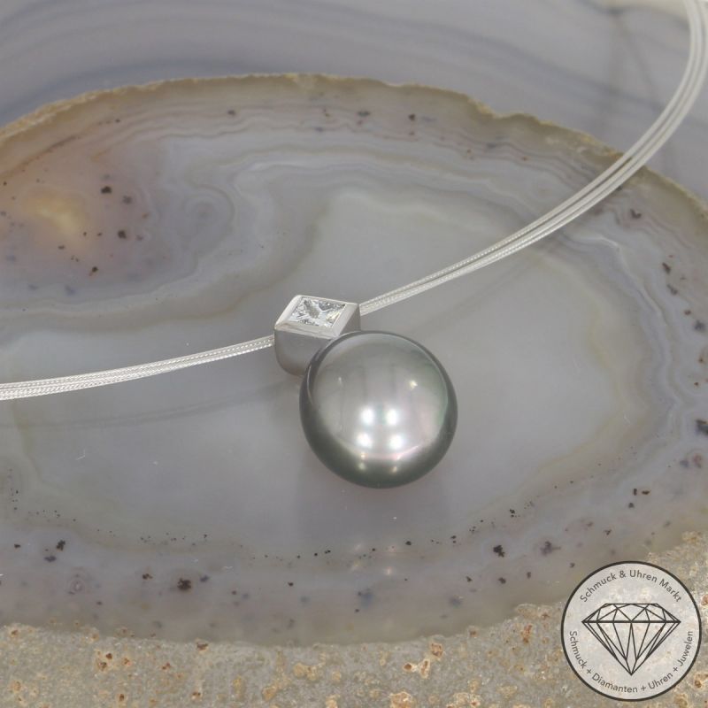 Wert 4350 € Diamant Perl Collier in 750er 18 K Weißgold - 102600