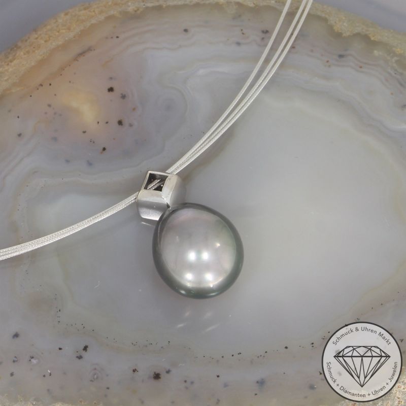 Wert 4350 € Diamant Perl Collier in 750er 18 K Weißgold - 102600