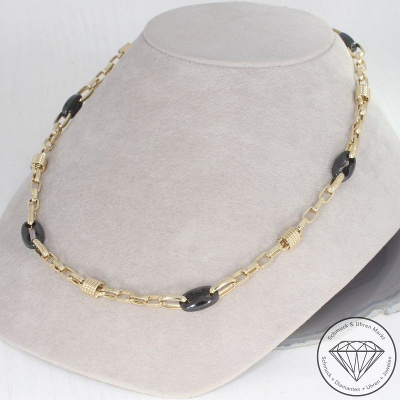 Wert 4500 € Onyx Collier in 585er 14 K Gelbgold - 102636