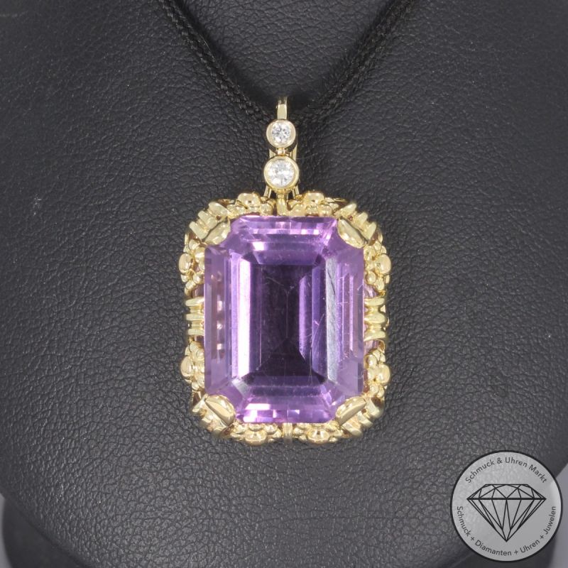 Wert 2490 € Brillant Amethyst Anhänger in 585er 14 K Gelbgold - 102744