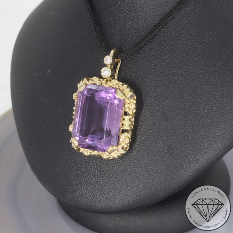 Wert 2490 € Brillant Amethyst Anhänger in 585er 14 K Gelbgold - 102744