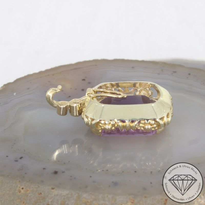 Wert 2490 € Brillant Amethyst Anhänger in 585er 14 K Gelbgold - 102744