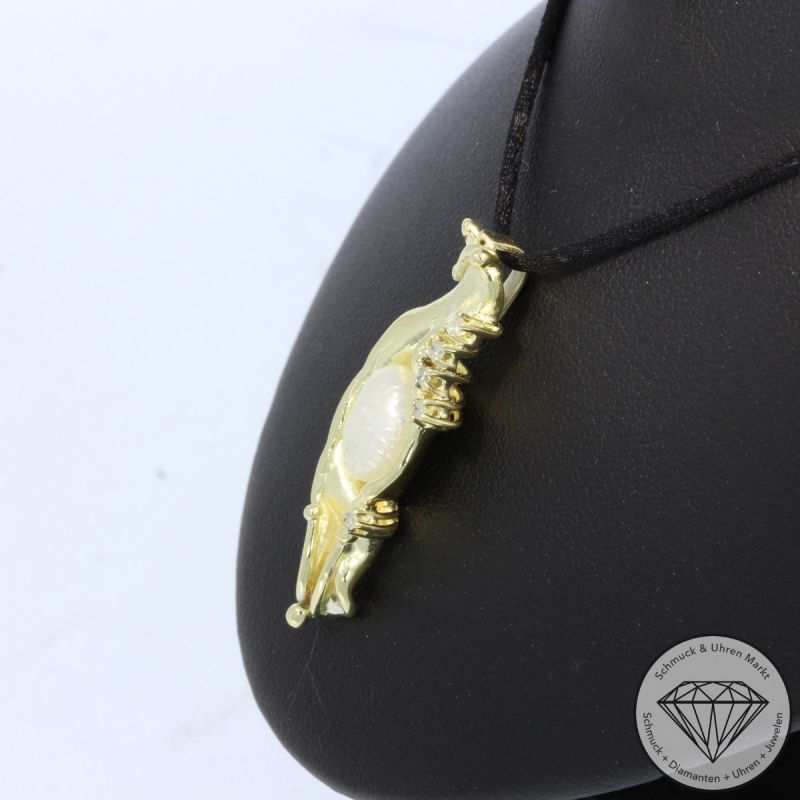 Wert 2400 € Diamant Perl Anhänger in 585er 14 K Gelbgold - 102829