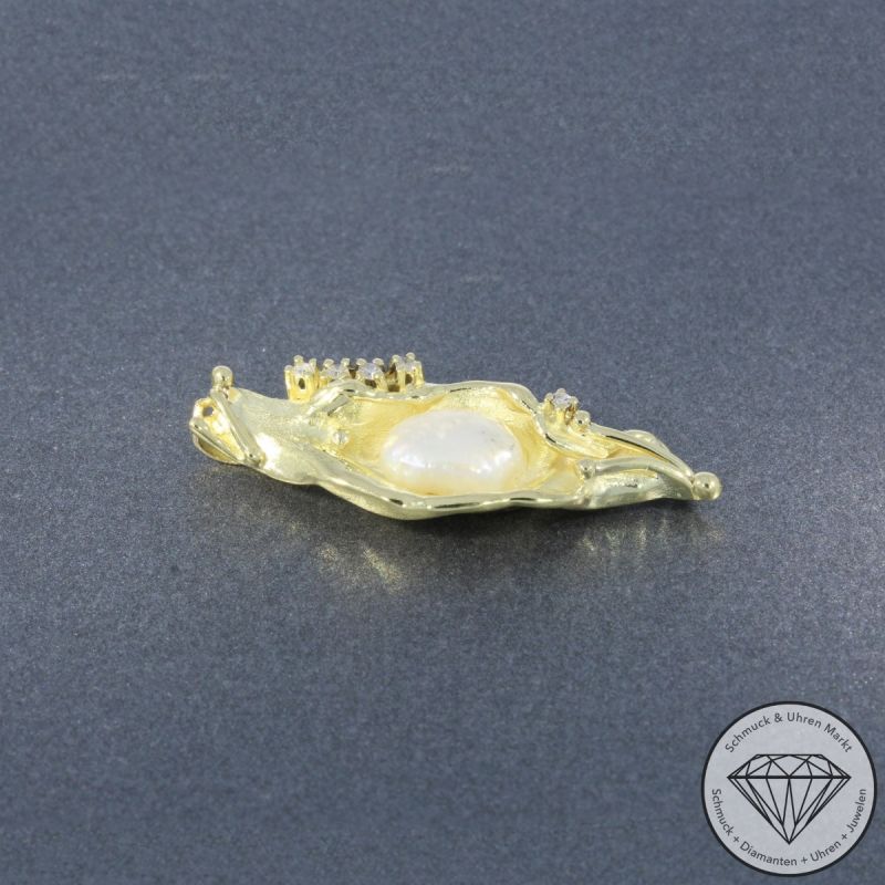 Wert 2400 € Diamant Perl Anhänger in 585er 14 K Gelbgold - 102829
