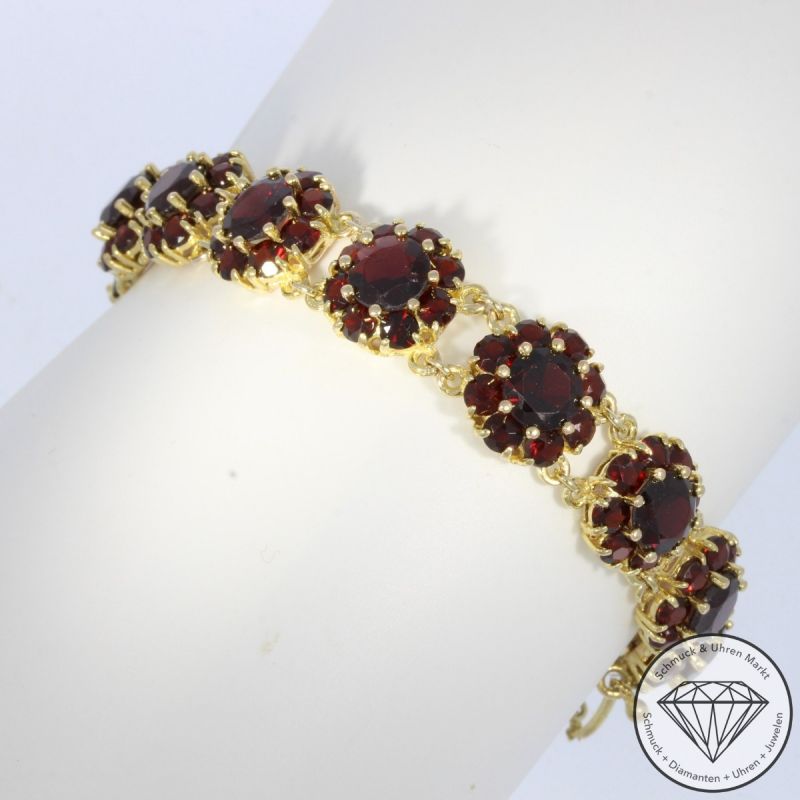 Wert 2100 € Granat Armband in 333er 8 K Gelbgold - 102848