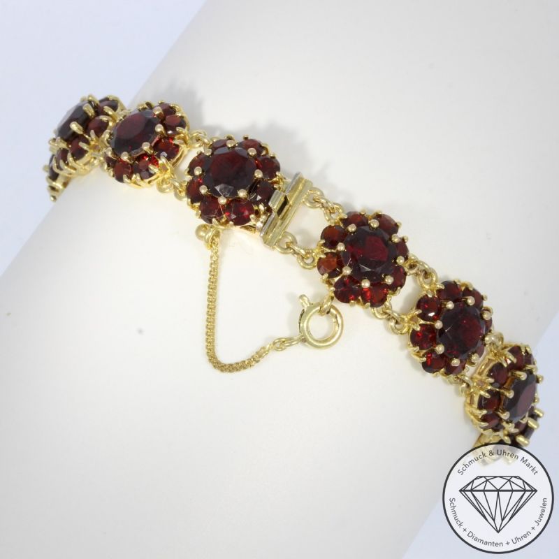 Wert 2100 € Granat Armband in 333er 8 K Gelbgold - 102848