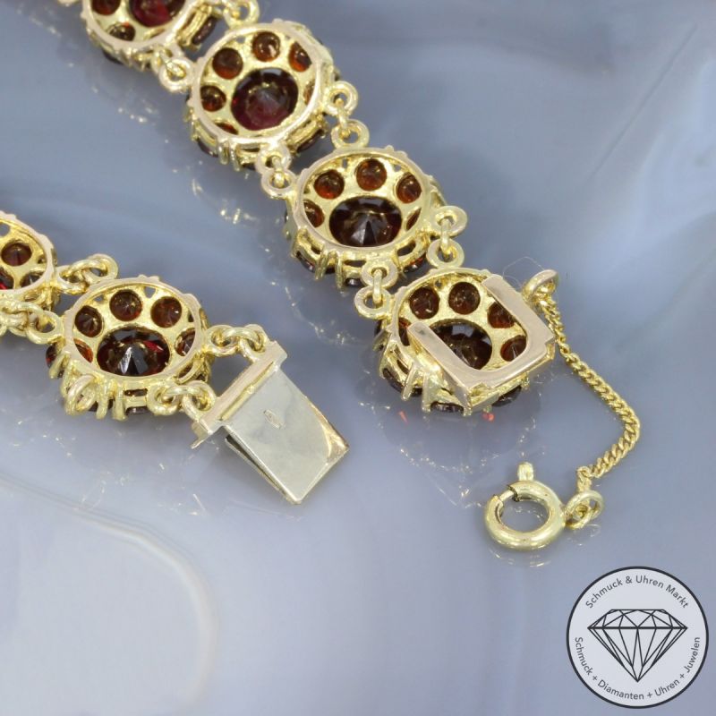 Wert 2100 € Granat Armband in 333er 8 K Gelbgold - 102848