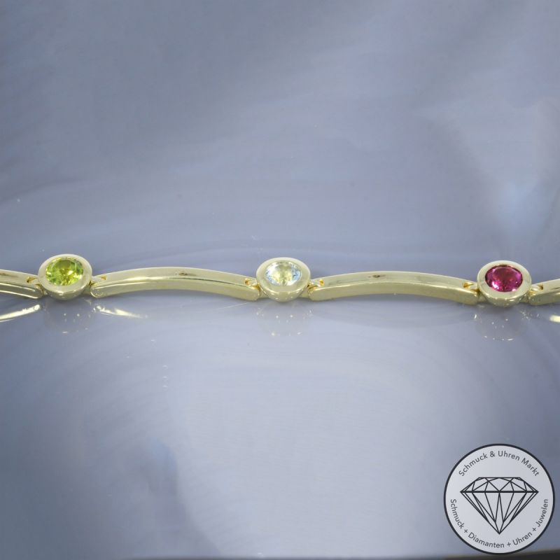 Wert 3290 € Farbedelstein Armband in 585er 14 K Gelbgold - 102915