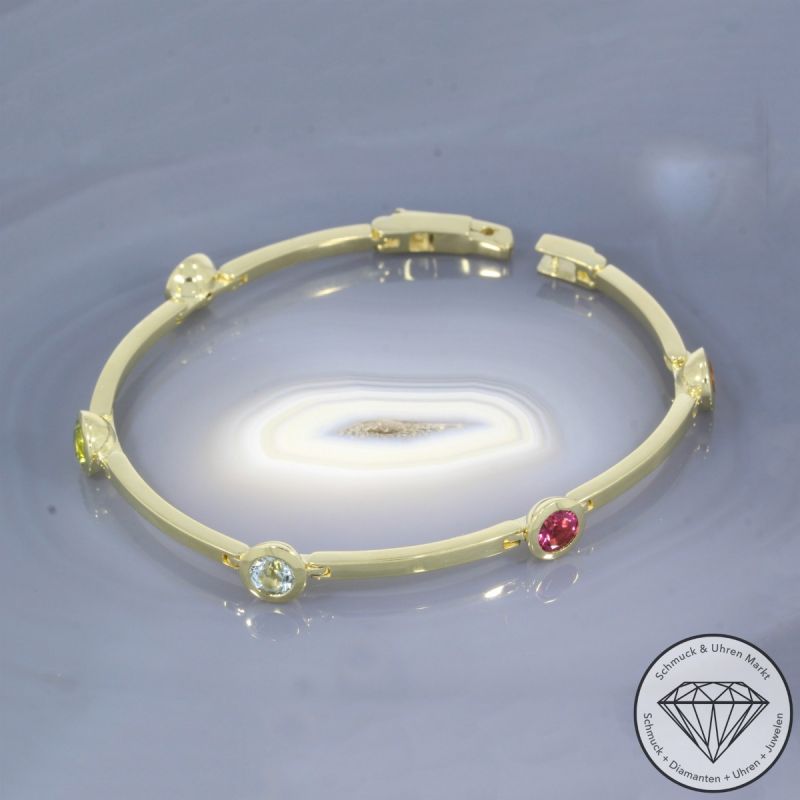 Wert 3290 € Farbedelstein Armband in 585er 14 K Gelbgold - 102915