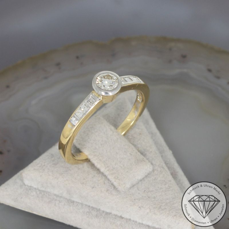 Wert 1590 € Brillant Diamant Ring in 750er 18 K Gelbgold - 102919