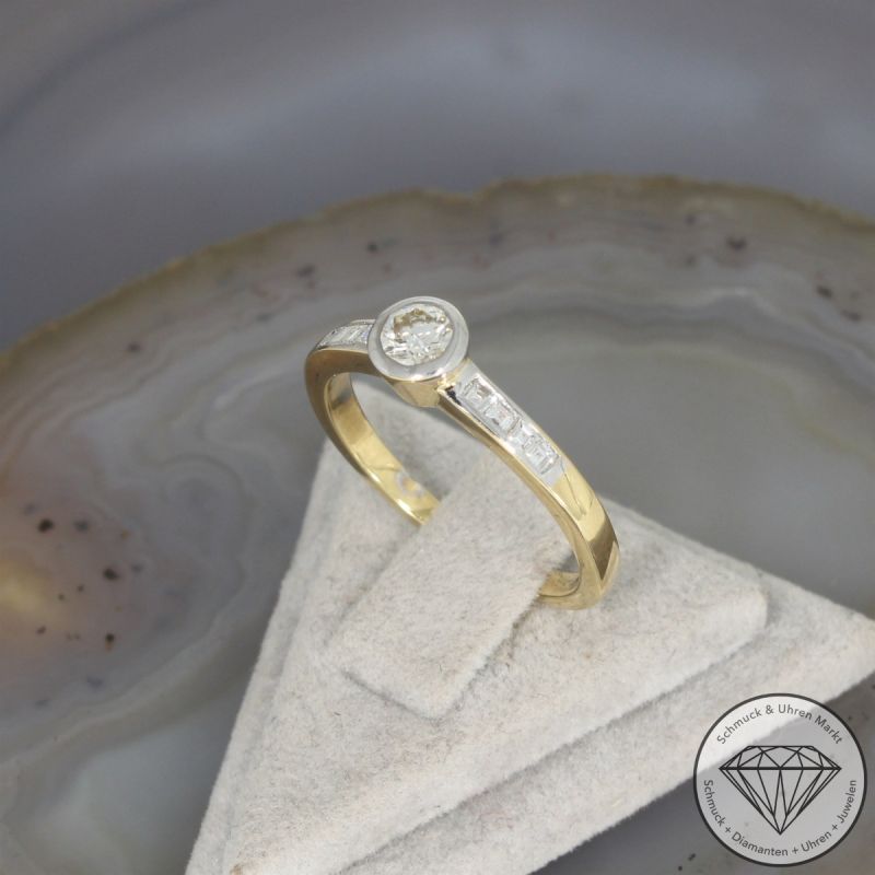 Wert 1590 € Brillant Diamant Ring in 750er 18 K Gelbgold - 102919