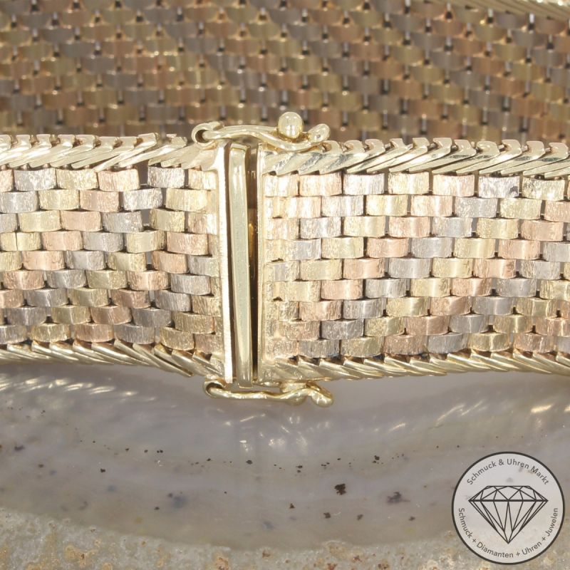 Wert 8990 € Tricolor Teppich Armband (45,8 Gramm) in 585er 14 K Gold - 102989