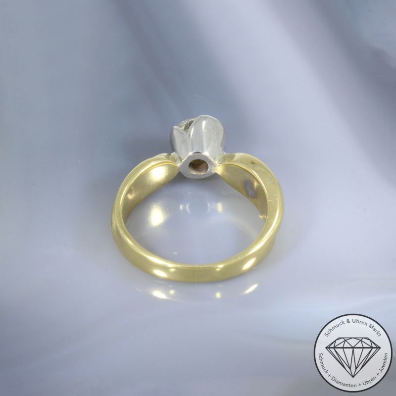Wert 9800 € Bicolor Solitär Brillant Ring (ca. 0,91 carat) in 750er 18 K Gold - 102990