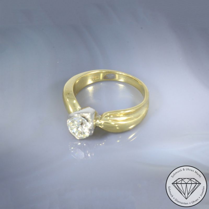 Wert 9800 € Bicolor Solitär Brillant Ring (ca. 0,91 carat) in 750er 18 K Gold - 102990