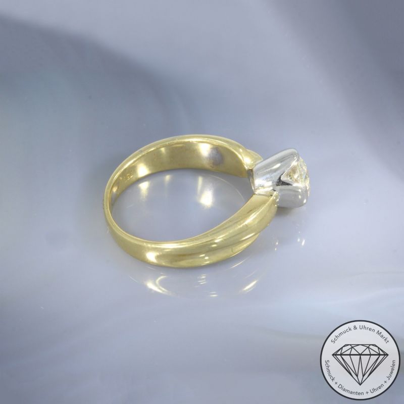 Wert 9800 € Bicolor Solitär Brillant Ring (ca. 0,91 carat) in 750er 18 K Gold - 102990