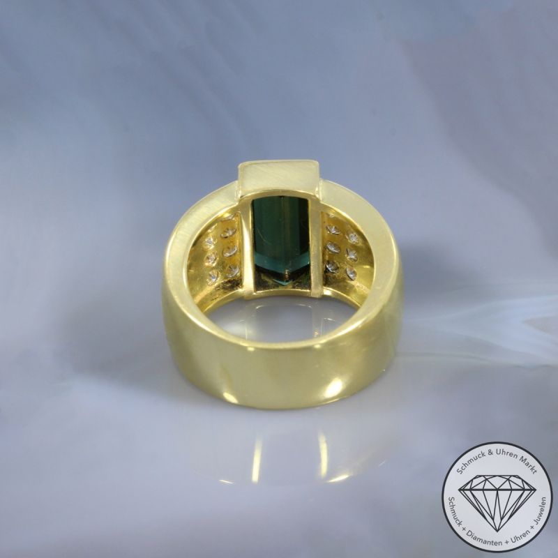 Wert 9500 € Brillant Turmalin Ring in 750er 18 K Gelbgold - 102993