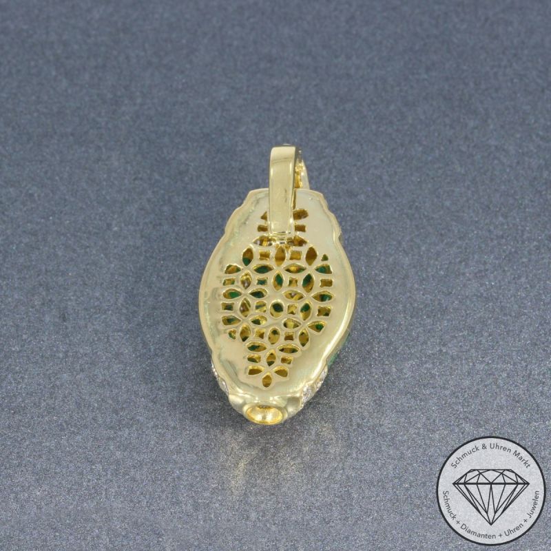 Wert 4290 € Brillant Smaragd Anhänger in 750er 18 K Gelbgold - 102988
