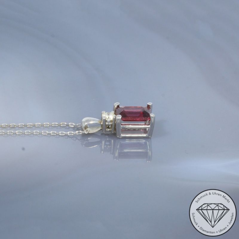 Wert 1250 € Brillant Turmalin Anhänger & Kette in 585er 14 K Weißgold - H1919
