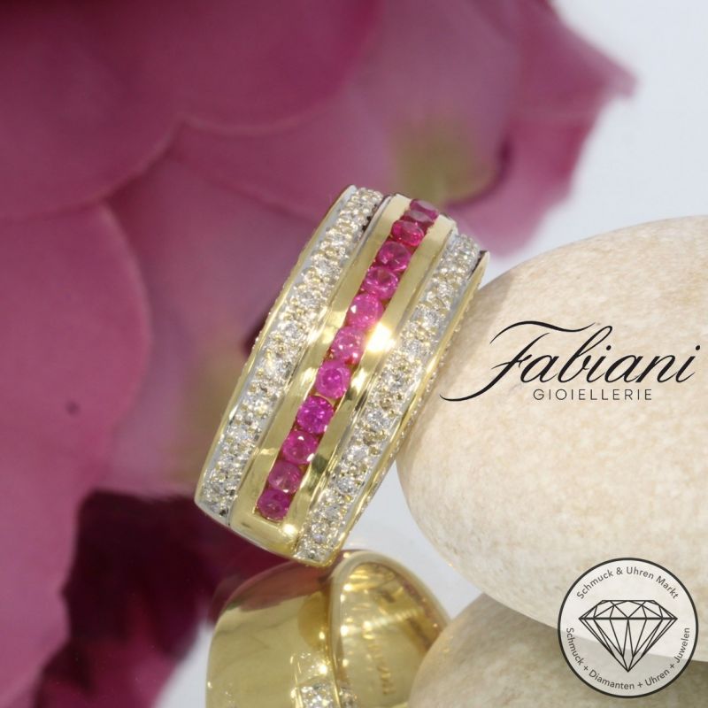 Wert 7500 € FABIANI Brillant Rubin Ring in 750er 18 K Gelbgold - 103027
