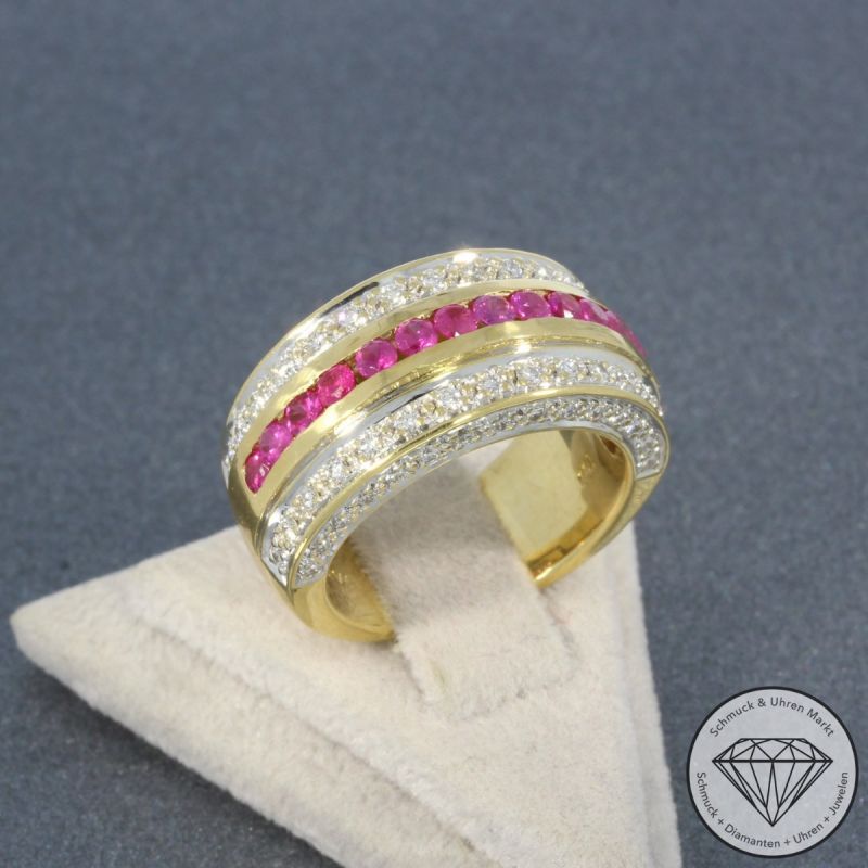 Wert 7500 € FABIANI Brillant Rubin Ring in 750er 18 K Gelbgold - 103027