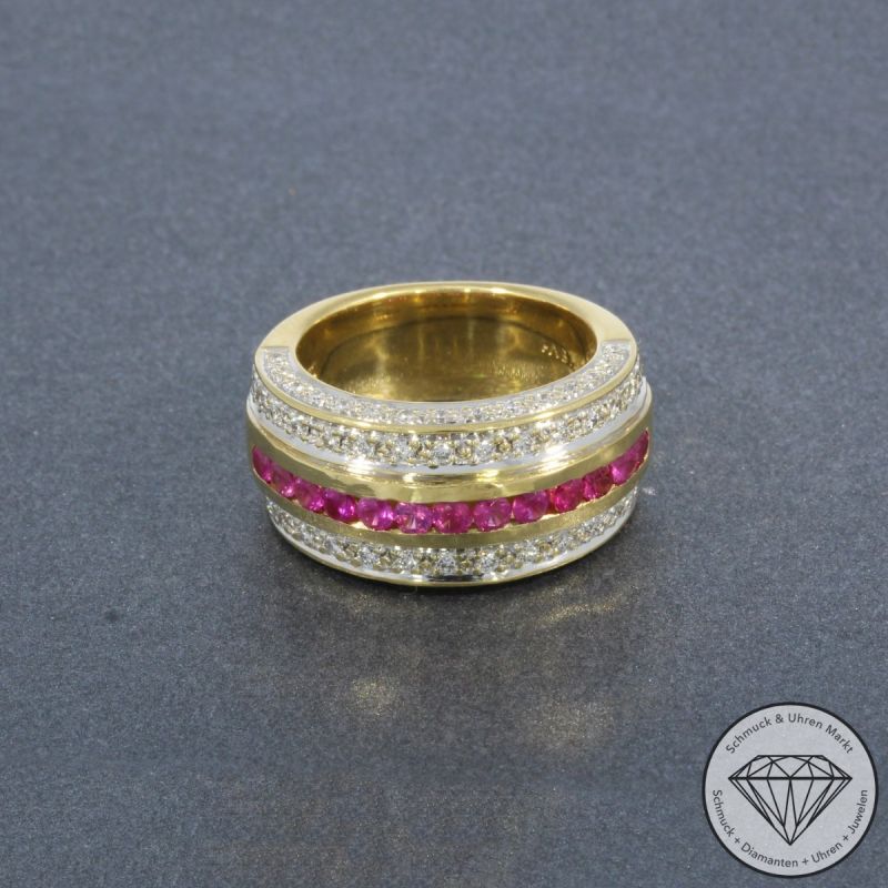 Wert 7500 € FABIANI Brillant Rubin Ring in 750er 18 K Gelbgold - 103027