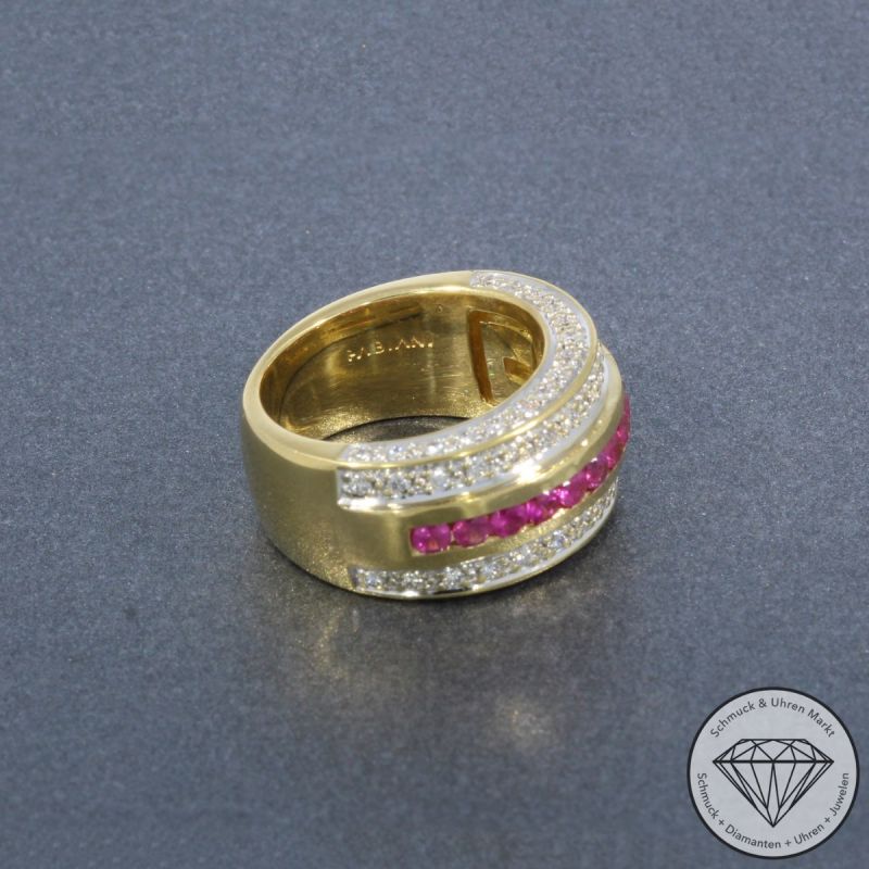 Wert 7500 € FABIANI Brillant Rubin Ring in 750er 18 K Gelbgold - 103027