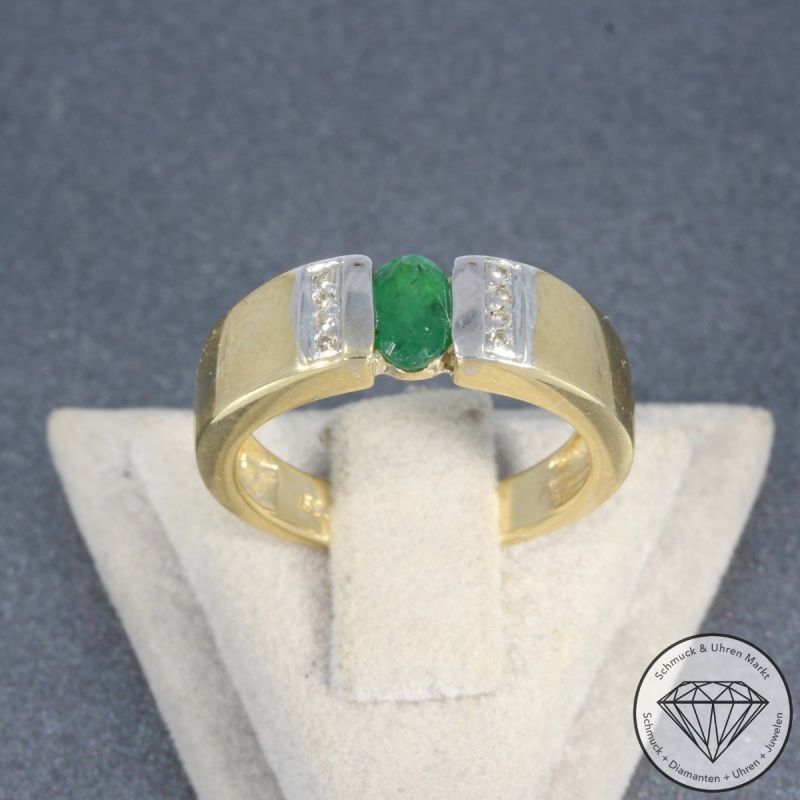 Wert 1350 € Diamant Smaragd Ring in 585er 14 K Gelbgold - 103036