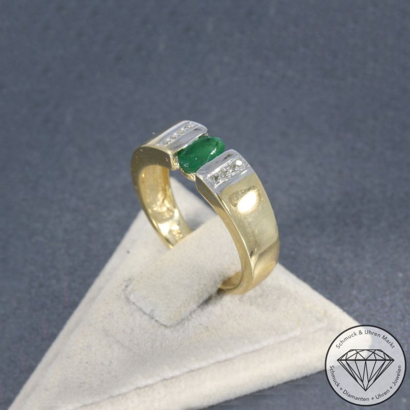 Wert 1350 € Diamant Smaragd Ring in 585er 14 K Gelbgold - 103036