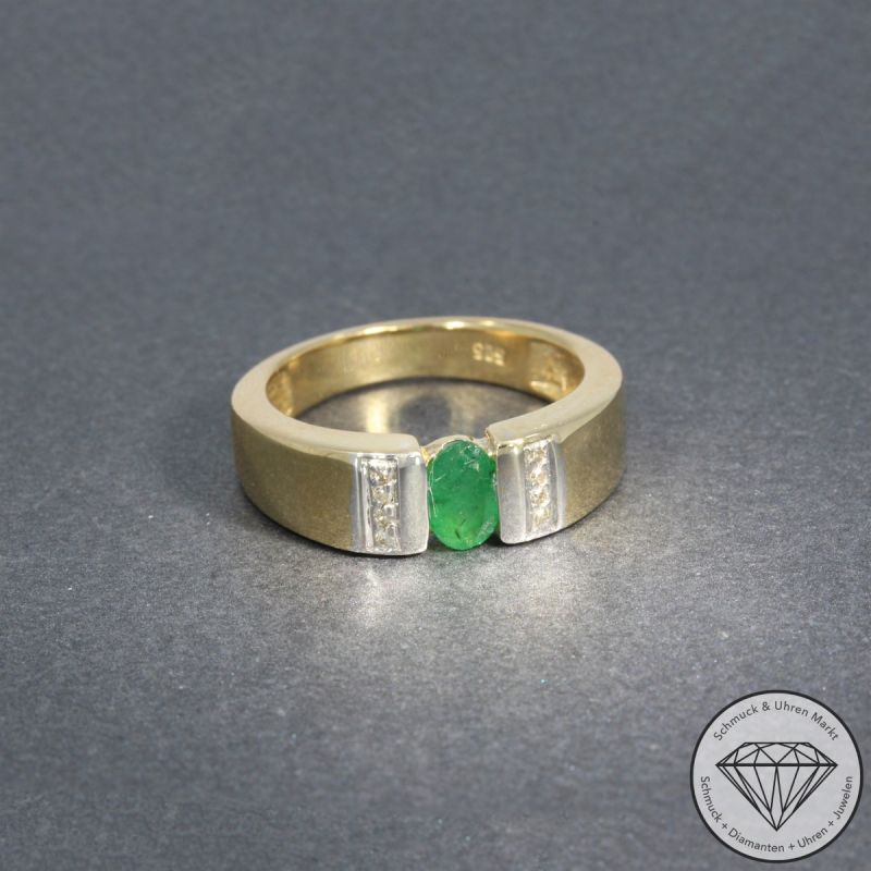Wert 1350 € Diamant Smaragd Ring in 585er 14 K Gelbgold - 103036