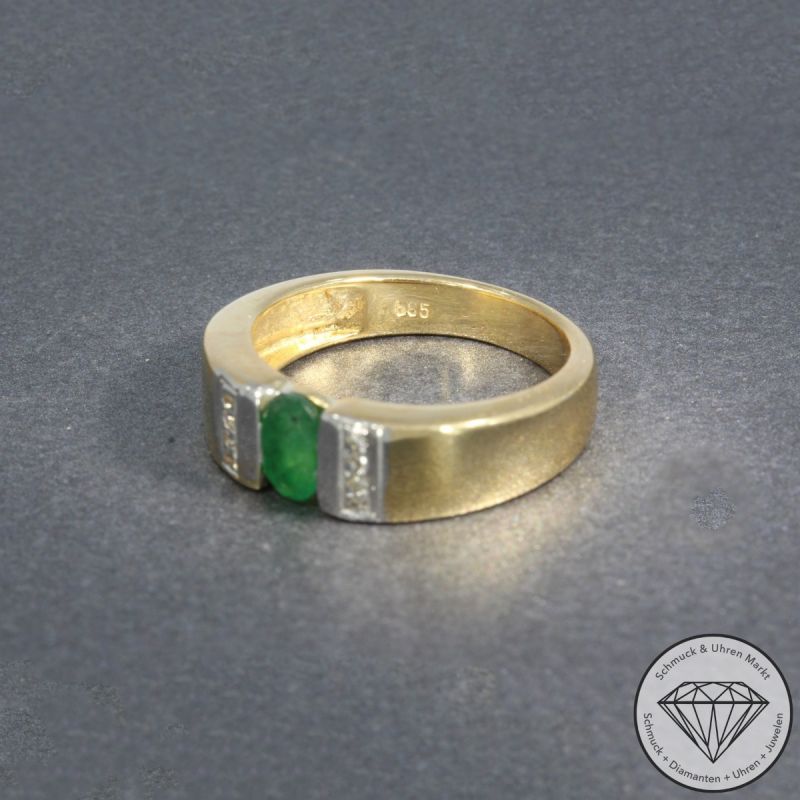 Wert 1350 € Diamant Smaragd Ring in 585er 14 K Gelbgold - 103036
