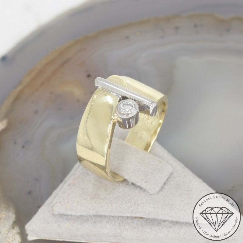 Wert 2590 € Solitär Brillant Ring 585er/14 Karat Gelb Gold Größe 54 – 103046